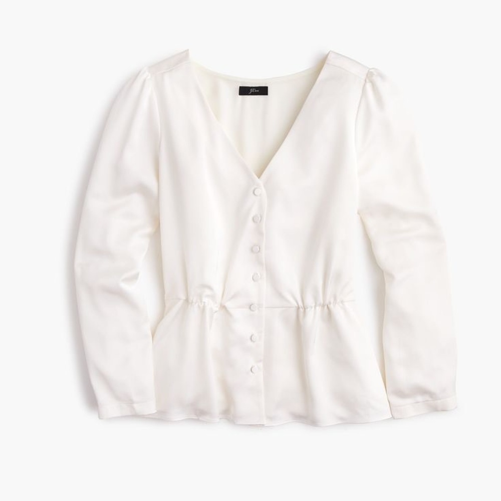 Donating end of July! J. Crew Long Sleeve Peplum Satin Crepe Top